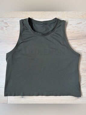 Lululemon Mesh Cropped Tank Top Green Perforated High Neck Size 6*V25